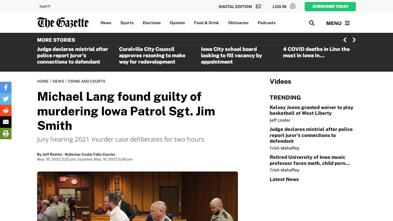 Michael Lang found guilty of murdering Iowa Patrol Sgt. Jim Smith